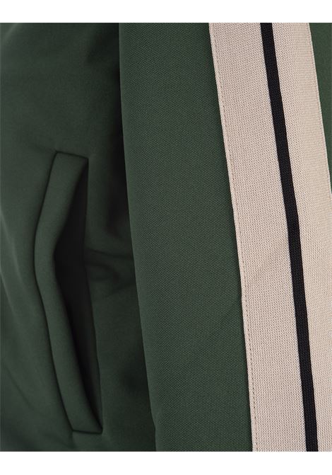 PALM ANGELS Felpa Zip-Up Verde Foresta Con Logo - PALM ANGELS