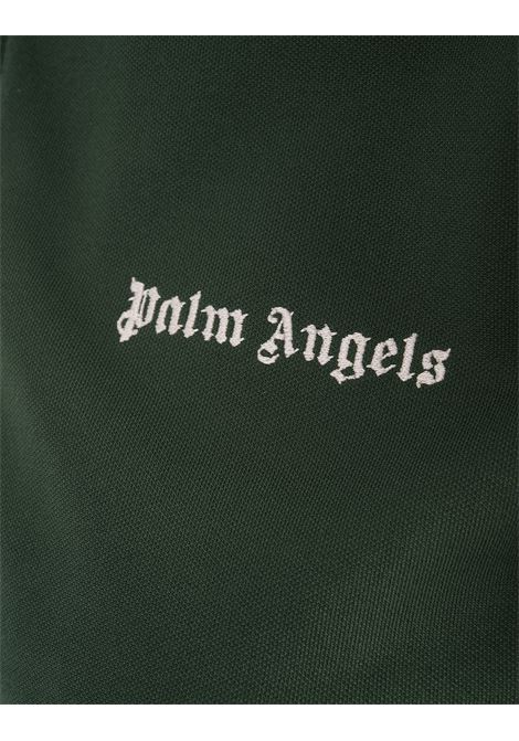 PALM ANGELS Felpa Zip-Up Verde Foresta Con Logo - PALM ANGELS
