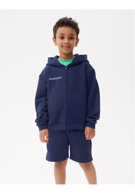 PANGAIA KIDS Felpa Zippata 365 Con Cappuccio Blu Navy - PANGAIA KIDS