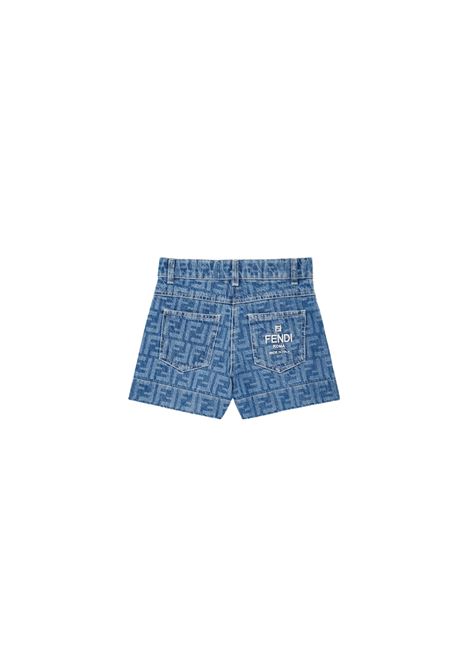 FENDI KIDS Shorts In Denim FF Blu Medio - FENDI KIDS