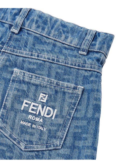 FENDI KIDS Shorts In Denim FF Blu Medio - FENDI KIDS