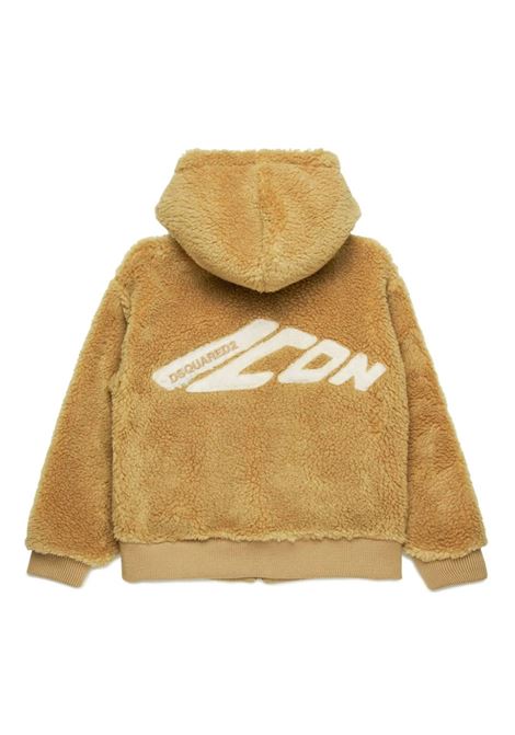 DSQUARED2 KIDS Giacca Con Cappuccio Icon In Teddy Beige - DSQUARED2 KIDS