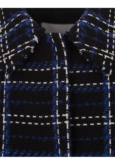 MSGM Giacca Corta In Tweed Blu Con Fantasia Maxi Check - MSGM