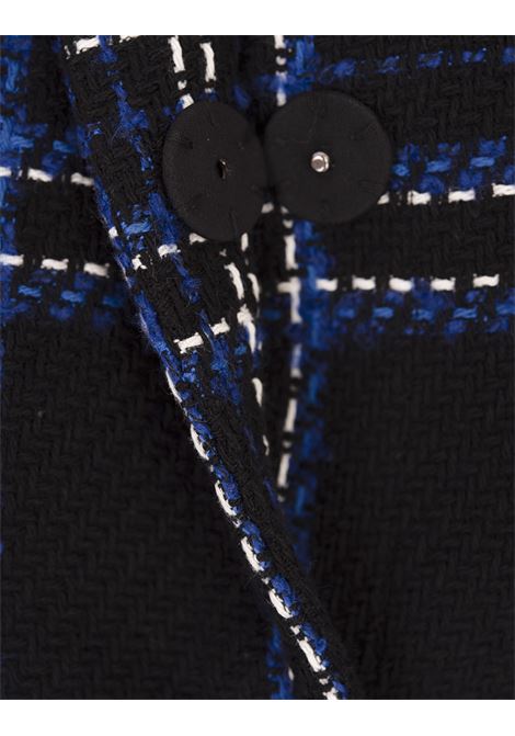 MSGM Giacca Corta In Tweed Blu Con Fantasia Maxi Check - MSGM