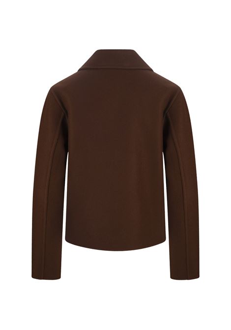 ERMANNO SCERVINO Giacca Doppiopetto Marrone Con Ricamo Floreale - ERMANNO SCERVINO