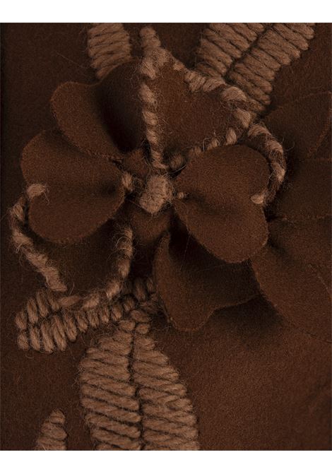 ERMANNO SCERVINO Giacca Doppiopetto Marrone Con Ricamo Floreale - ERMANNO SCERVINO