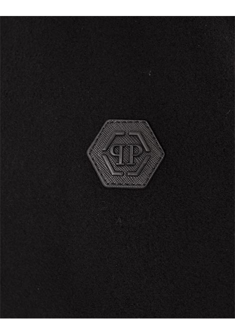 PHILIPP PLEIN Giacca-Felpa Con Cappuccio Nera Con Maniche In Pelle - PHILIPP PLEIN