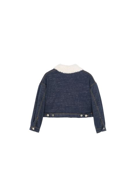 SIMONETTA Giacca In Denim Blu Con Collo In Finto Shearling - SIMONETTA