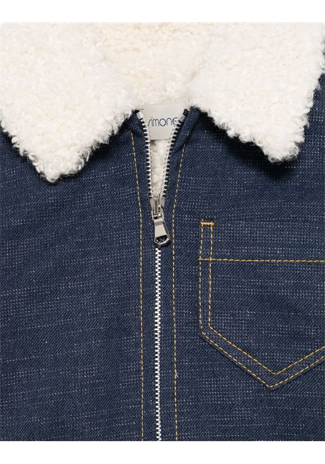 SIMONETTA Giacca In Denim Blu Con Collo In Finto Shearling - SIMONETTA