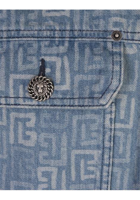 BALMAIN Giacca In Denim Blu Medio Con Motivo Monogram - BALMAIN