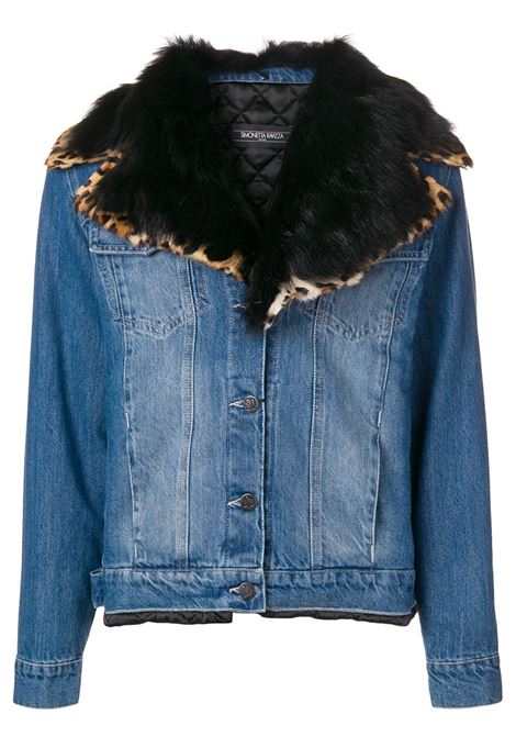 SIMONETTA RAVIZZA Giacca In Denim Con Collo Di Pelliccia - SIMONETTA RAVIZZA