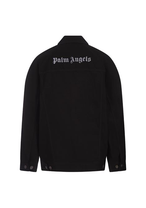 PALM ANGELS Giacca In Denim Nero Con Logo - PALM ANGELS