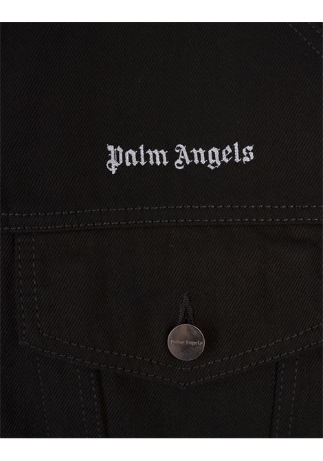 PALM ANGELS Giacca In Denim Nero Con Logo - PALM ANGELS