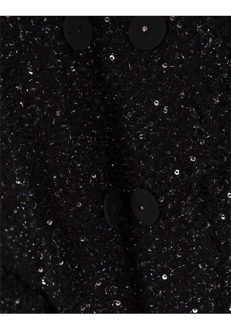 MSGM Giacca In Tweed Lurex Nero Con Bordi Sfrangiati - MSGM