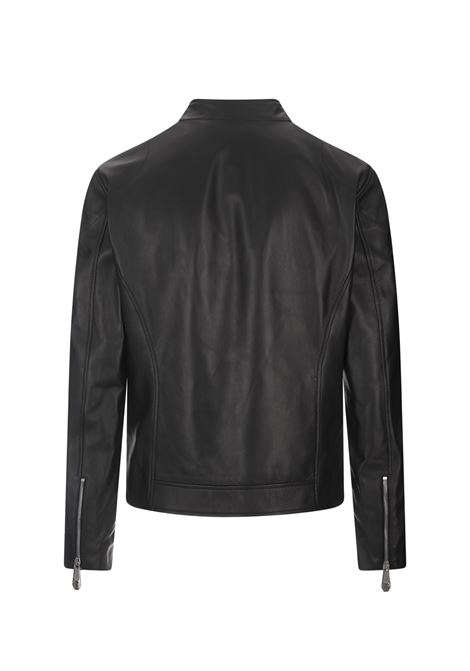 PHILIPP PLEIN Giacca Moto Basic In Pelle Nera - PHILIPP PLEIN
