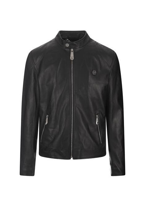 PHILIPP PLEIN Giacca Moto Basic In Pelle Nera - PHILIPP PLEIN