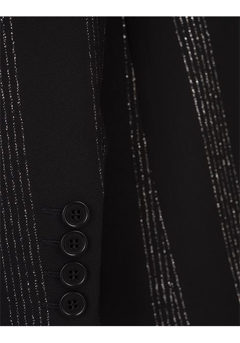 MSGM Giacca Sartoriale In Tessuto Gessato Lurex Nero - MSGM