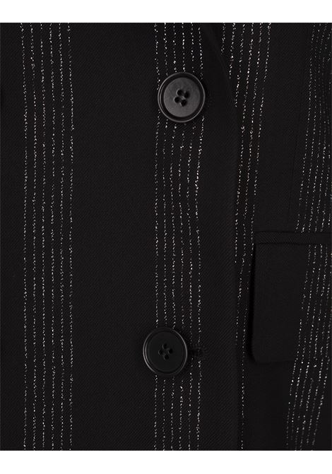 MSGM Giacca Sartoriale In Tessuto Gessato Lurex Nero - MSGM