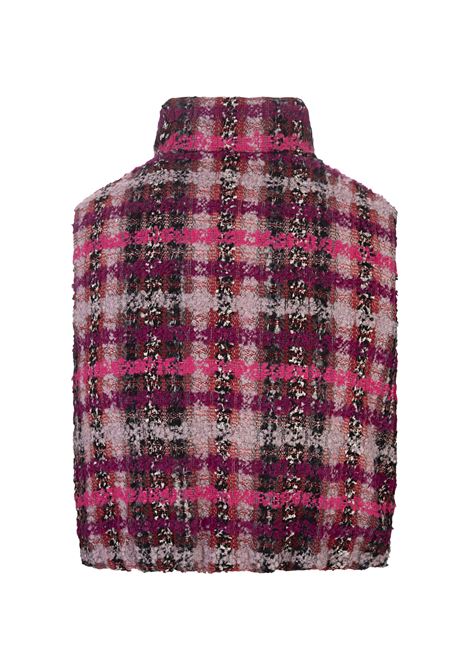 KHRISJOY Gilet Cropped Joy In Tweed Fucsia - KHRISJOY