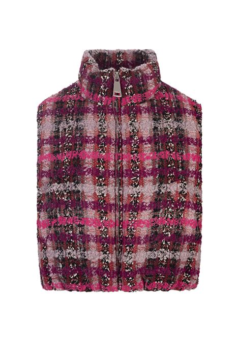 KHRISJOY Gilet Cropped Joy In Tweed Fucsia - KHRISJOY