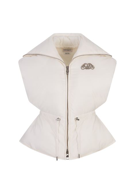 ALEXANDER MCQUEEN Gilet Imbottito Bianco Con Applicazione Logo - ALEXANDER MCQUEEN