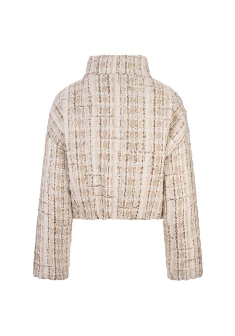 KHRISJOY Giubbotto Cropped Moon In Tweed Beige - KHRISJOY