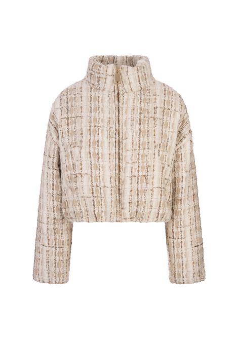 KHRISJOY Giubbotto Cropped Moon In Tweed Beige - KHRISJOY