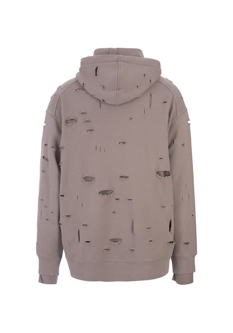 GIVENCHY Felpa Destroyed Taupe Con Logo - GIVENCHY