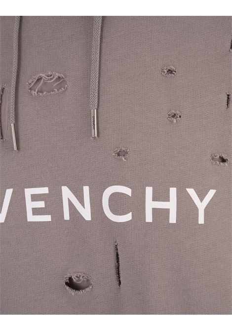 GIVENCHY Felpa Destroyed Taupe Con Logo - GIVENCHY