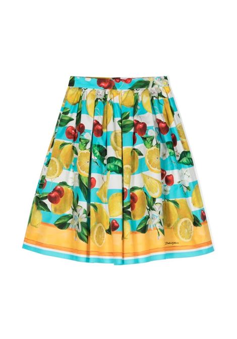 DOLCE & GABBANA KIDS Gonna a Pieghe Con Stampa Limoni e Ciliegie - DOLCE & GABBANA KIDS