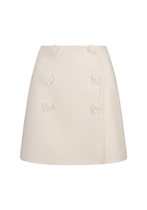 ERMANNO SCERVINO Gonna Corta Bianca Con Fiori Tridimensionali - ERMANNO SCERVINO