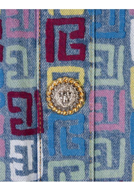 BALMAIN Gonna Corta In Denim Con Motivo Monogramma - BALMAIN