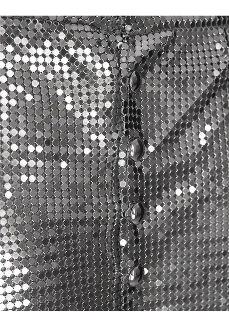 RABANNE Gonna Corta In Mesh Argento Con Anelli E Borchie - RABANNE