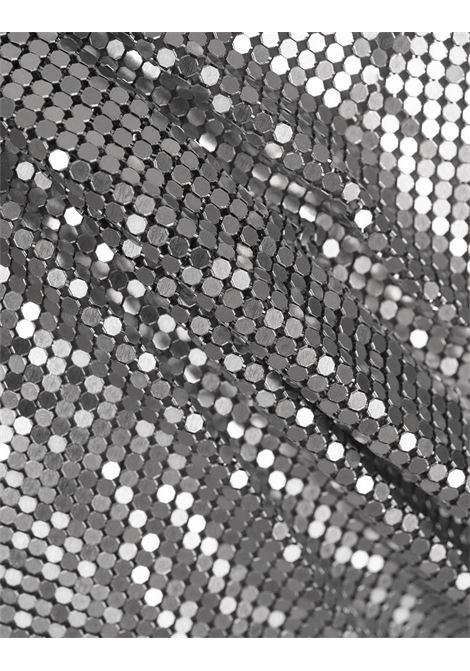 RABANNE Gonna Corta In Mesh Argento Con Anelli E Borchie - RABANNE