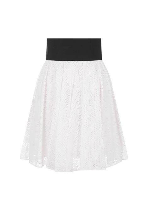 ALAIA Gonna Corta In Sangallo Bianco Con Cintura - ALAIA