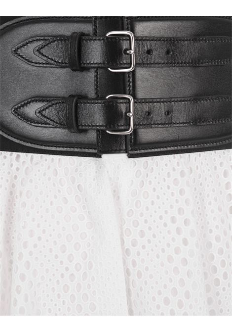 ALAIA Gonna Corta In Sangallo Bianco Con Cintura - ALAIA