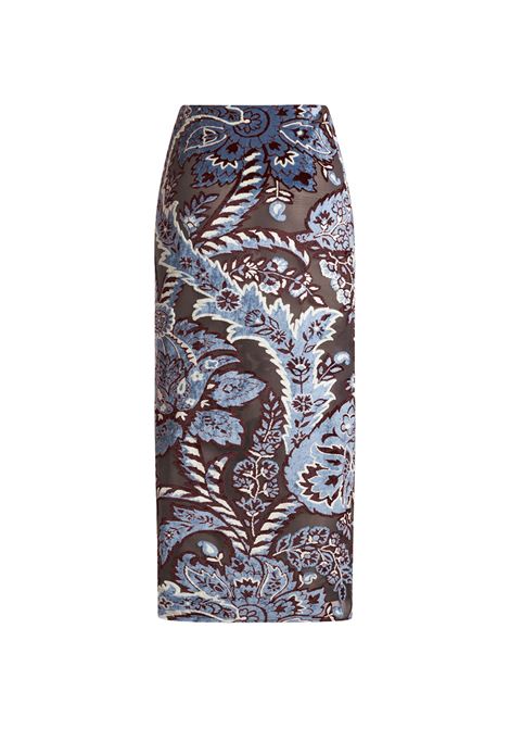 ETRO Gonna In Tulle Jacquard Di Velluto Azzurro - ETRO