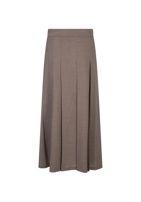 PAROSH Gonna Longuette Lille In Lana Stretch Taupe - PAROSH