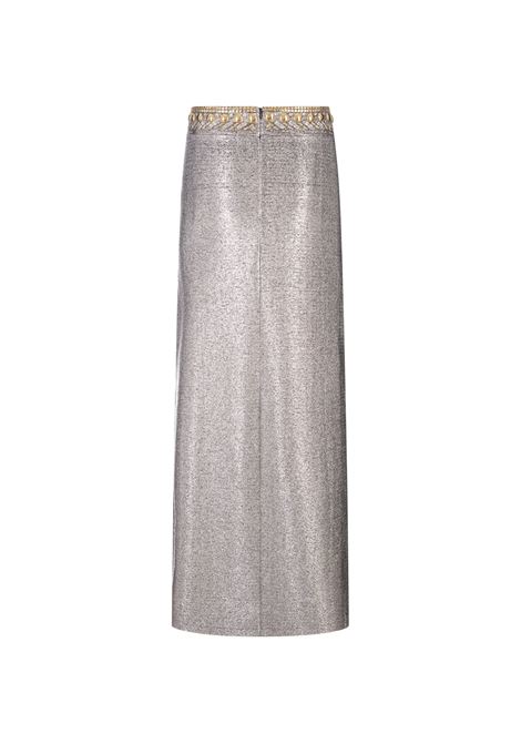 RABANNE Gonna Lunga Argentata Con Borchie Dorate - RABANNE