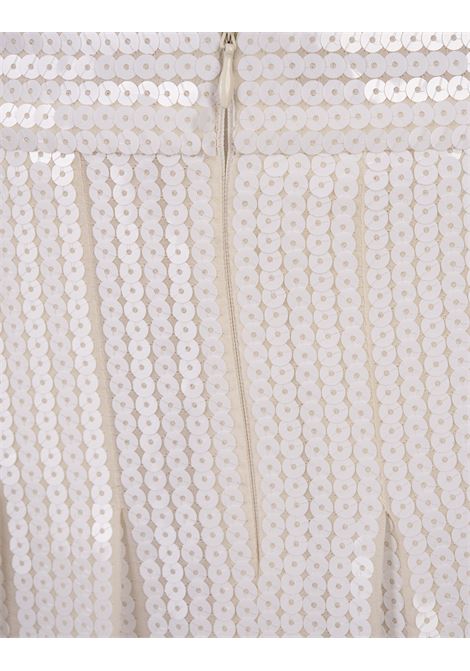 PAROSH Gonna Lunga Di Paillettes Godot Bianca - PAROSH