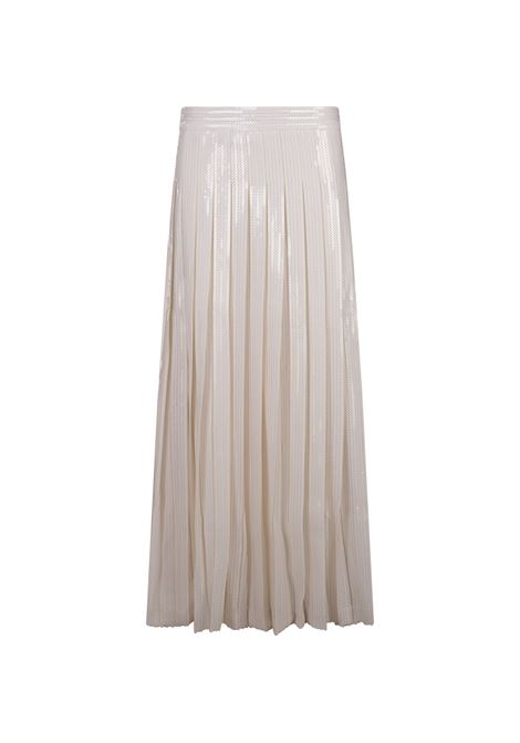 PAROSH Gonna Lunga Di Paillettes Godot Bianca - PAROSH