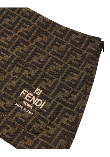 FENDI KIDS Gonna Marrone Con Logo E Motivo FF - FENDI KIDS