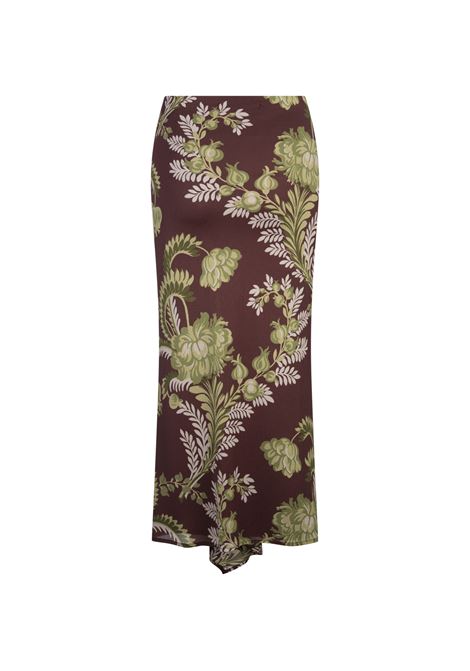 ETRO Gonna Midi Bordeaux Con Stampa Foliage Floreale - ETRO