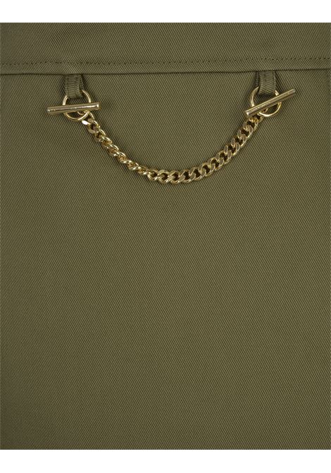 ALEXANDER MCQUEEN Gonna Midi In Gabardine Verde Oliva - ALEXANDER MCQUEEN