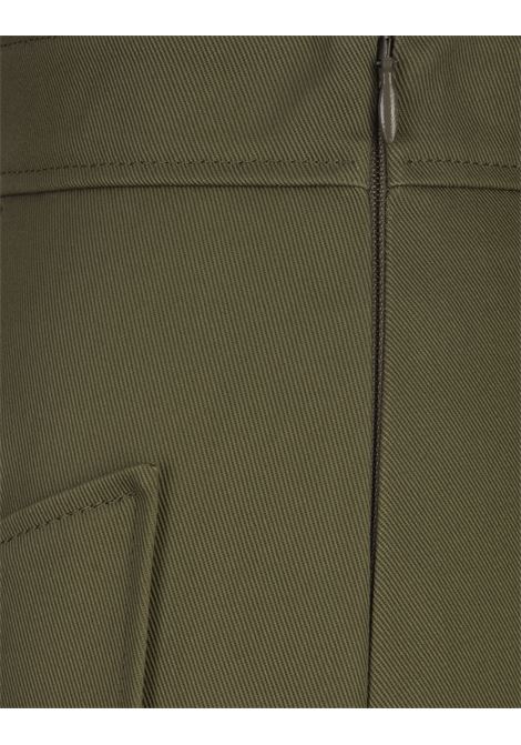 ALEXANDER MCQUEEN Gonna Midi In Gabardine Verde Oliva - ALEXANDER MCQUEEN