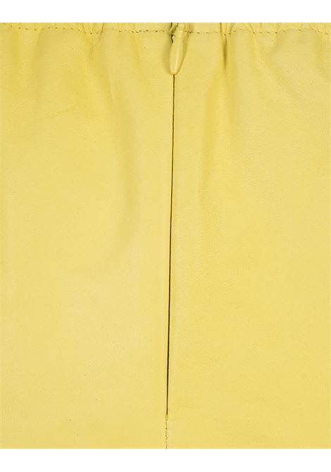 BLUMARINE Gonna Midi In Pelle Gialla Con Pizzo - BLUMARINE