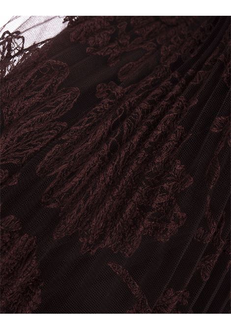 ERMANNO SCERVINO Gonna Midi In Pizzo Plissé Marrone - ERMANNO SCERVINO