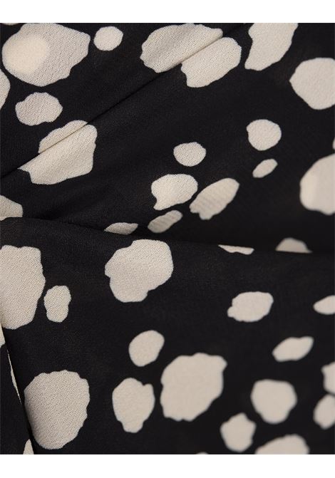 MSGM Gonna Midi In Satin Nero Con Stampa MSGM Pois - MSGM