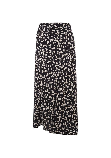 MSGM Gonna Midi In Satin Nero Con Stampa MSGM Pois - MSGM