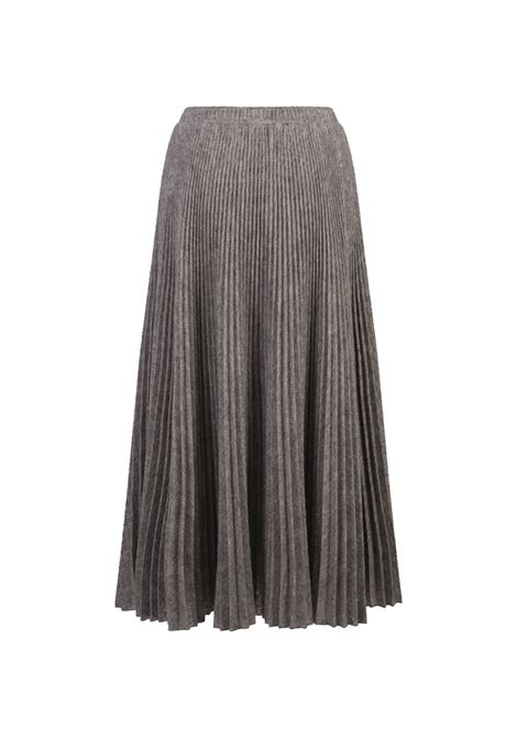 ERMANNO SCERVINO Gonna Midi Plissé Di Misto Mohair Grigia - ERMANNO SCERVINO